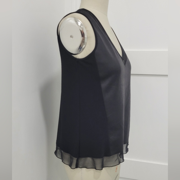 Komarov Women's Sheer Black V-Neck Sleeveless Top Size XS - Picture 2 of 7